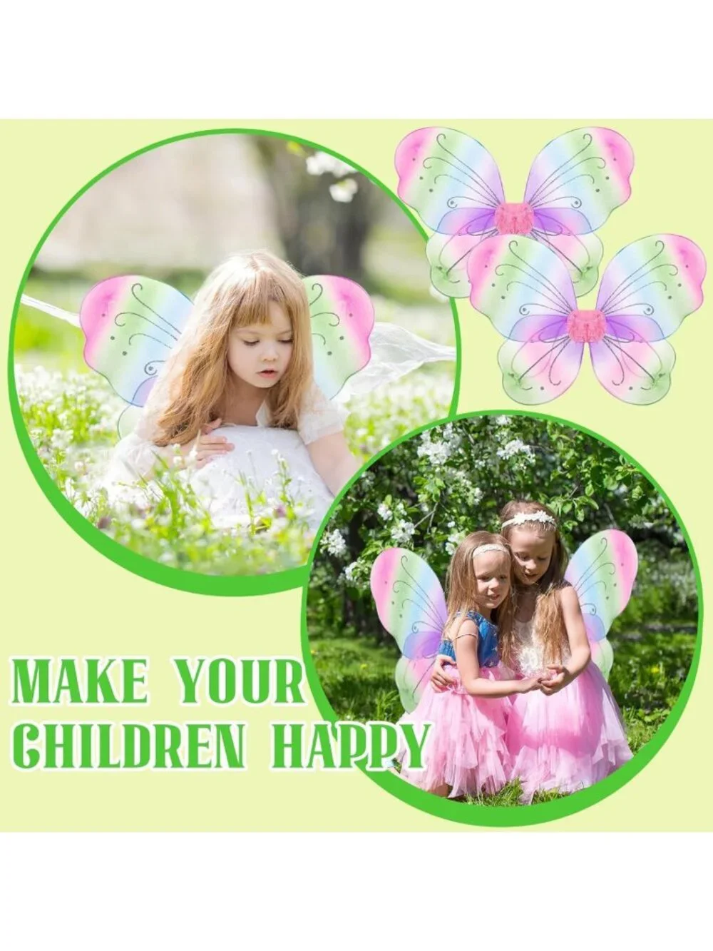 Girls Fairy Butterfly Wings Costume for Dress Up, Party, or Playtime Fun
